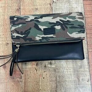 Funky Monkey Camo Foldover Clutch Camouflage with Red Interior